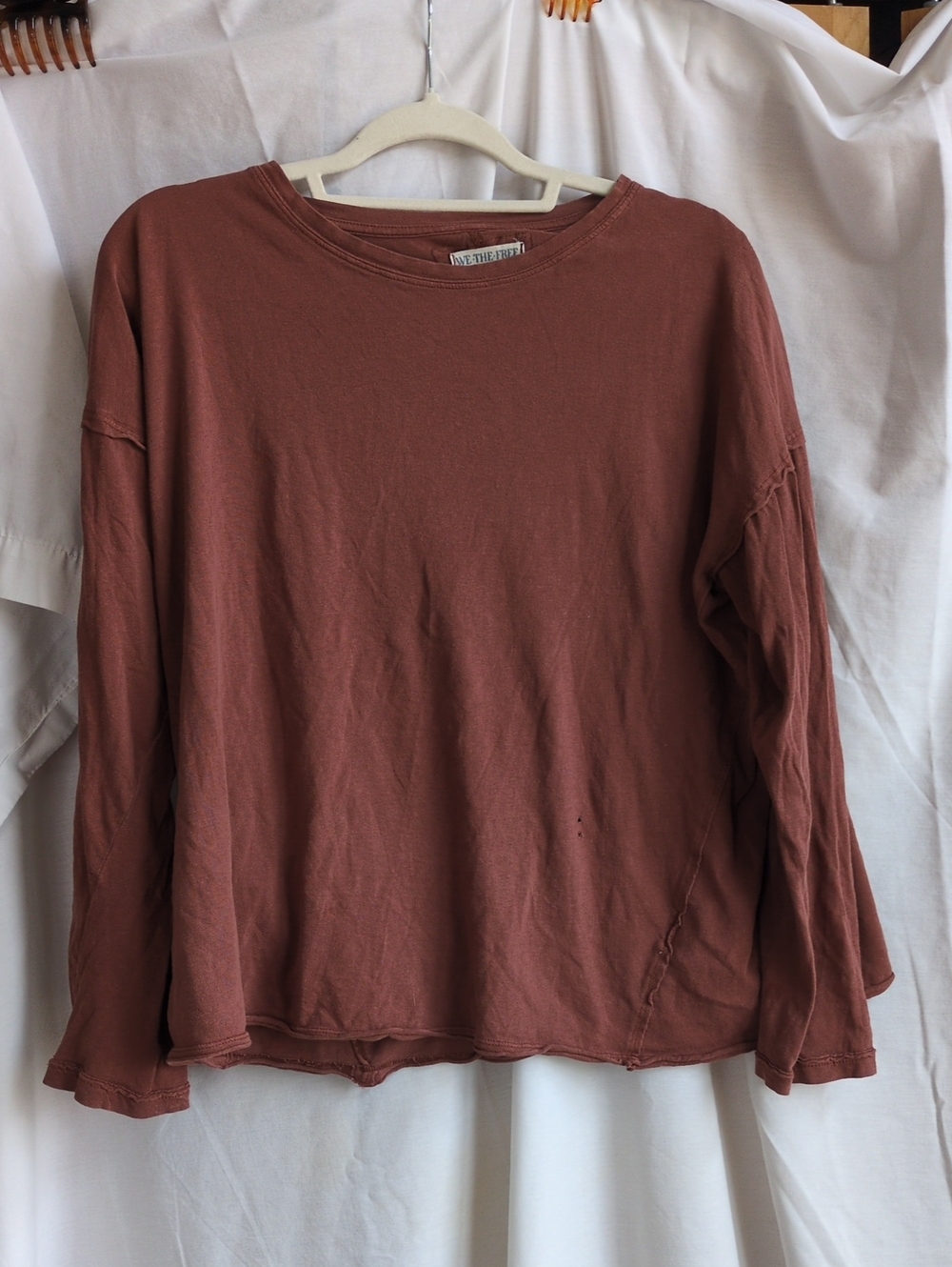 We The Free Long Sleeve Boxy Tee in Dusty Rose